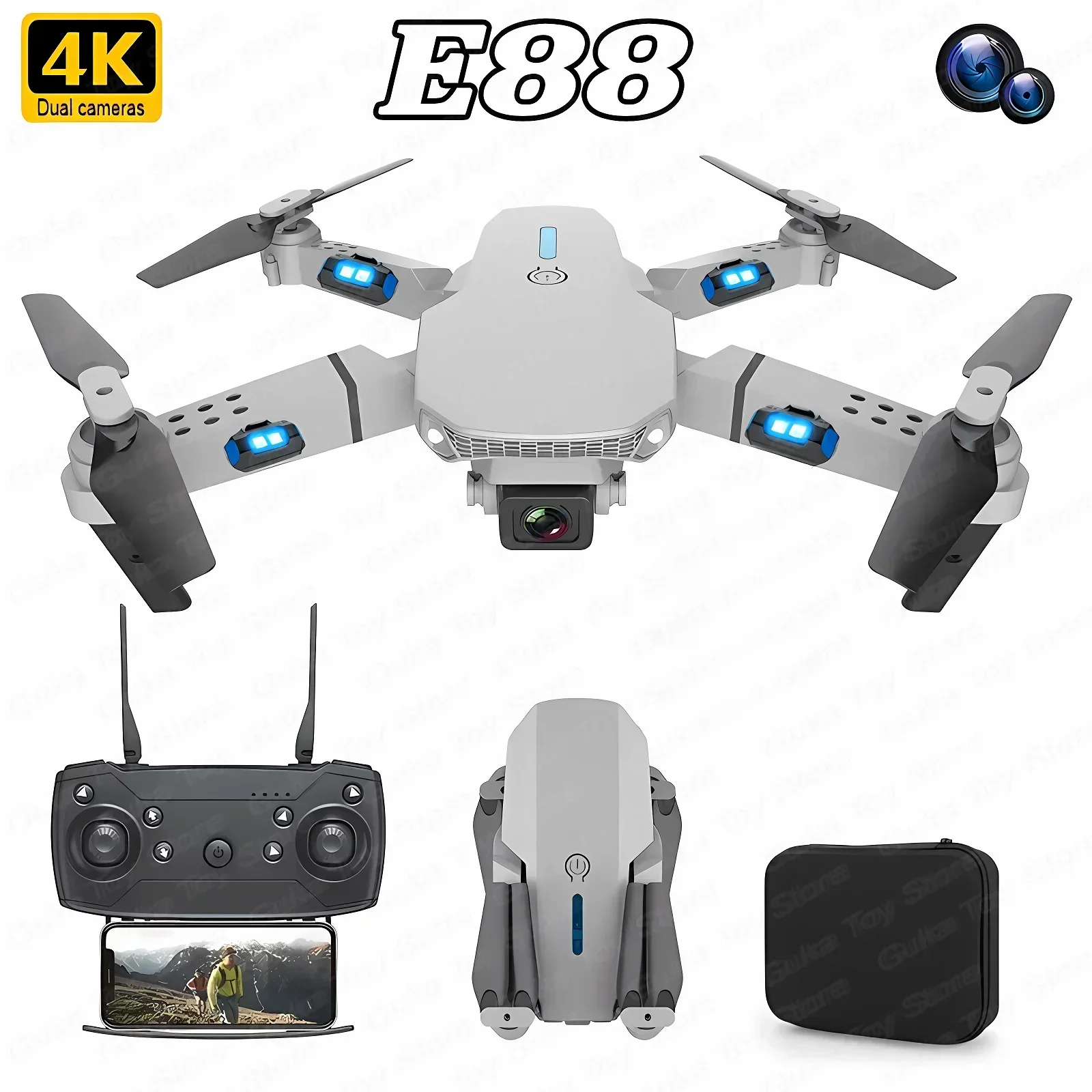 Drone Camera 4K - E88 Pro WIFI FPV Drone grandangolare